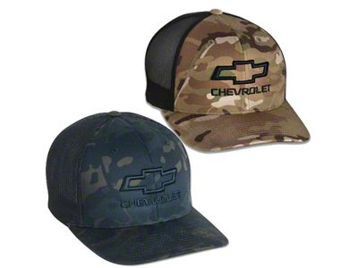 Multicam Retro Trucker Hat with Bowtie and Script; Black