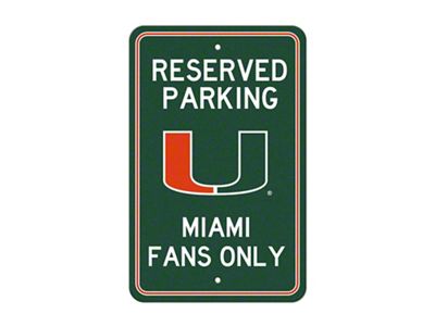 Parking Sign with University of Miami Logo; Green