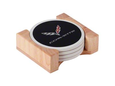 Round Stone Coaster Set with C7 Logo