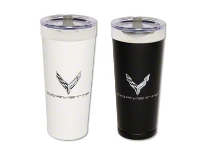 Stainless Steel Thermal Tumbler with C8 Contrasting Logos; White