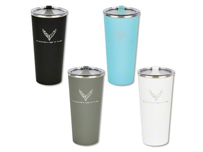 Stainless Steel Thermal Tumbler with C8 Crossed Flags Emblem; Blue