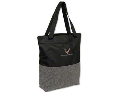 Tote/Messenger Bag with C8 Logos; Black and Gray