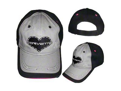 Women's Embroidered Hat; Black and Graya