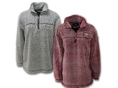 Women's Sherpa Pullover with Gold Bowtie and Chevrolet Script; Frosty Gray