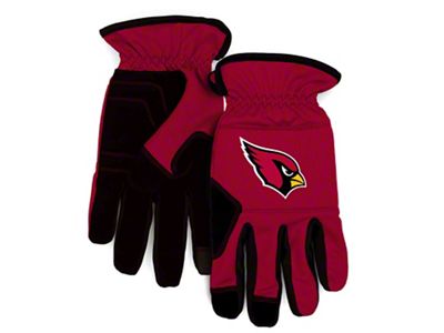 Work Gloves with Arizona Cardinals Logo; Red/Black (Universal; Some Adaptation May Be Required)