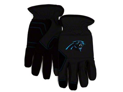 Work Gloves with Carolina Panthers Logo; Black (Universal; Some Adaptation May Be Required)