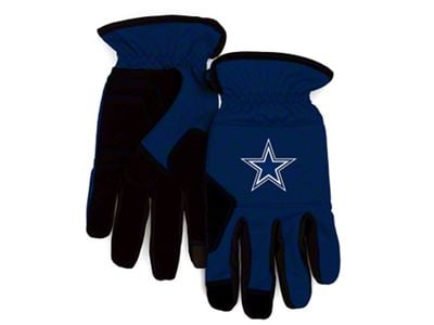 Work Gloves with Dallas Cowboys Logo; Navy Blue/Black (Universal; Some Adaptation May Be Required)