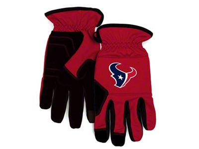 Work Gloves with Houston Texans Logo; Red/Black (Universal; Some Adaptation May Be Required)