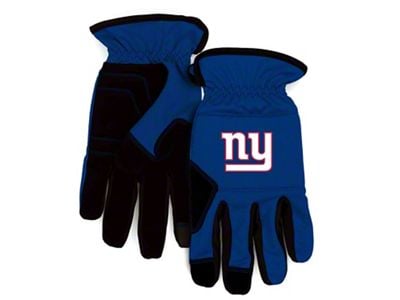 Work Gloves with New York Giants Logo; Royal Blue/Black (Universal; Some Adaptation May Be Required)