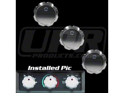 UPR Products Billet Climate Control A/C Knob Set; Polished and Blue (90-04 Mustang)