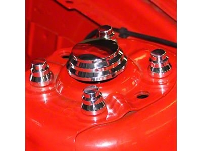 UPR Products Billet Devo Strut Tower Cap Covers; Satin (11-14 Mustang)