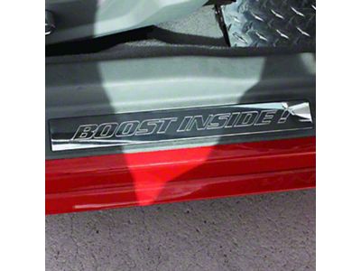 UPR Products Billet Door Sills with Boost Inside Logo; Polished (05-14 Mustang)