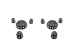 UPR Products Billet Strut Tower Cap Covers; Designer Cut Black (15-24 Mustang)