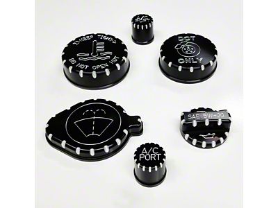 UPR Products Engine Cap Cover Package; Black/Machined (15-17 Mustang GT, V6)