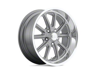 US Mag Rambler Textured Gray with Diamond Cut Lip Wheel; 18x8; 1mm Offset (15-23 Mustang GT, EcoBoost, V6)