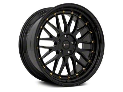 Vors VR8 All Black Gold Rivet Wheel; 18x8; 35mm Offset (07-10 AWD Charger)