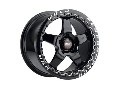 WELD Street Performance Ventura Beadlock Gloss Black Wheel; Rear Only; 17x10; 49mm Offset (05-09 Mustang)