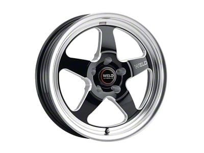 WELD Street Performance Ventura Drag Gloss Black Milled Wheel; Rear Only; 18x10; 45mm Offset (05-09 Mustang)