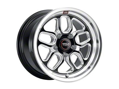 WELD Street Performance Laguna Drag Gloss Black Milled Wheel; Rear Only; 15x10; 50mm Offset (10-14 Mustang)