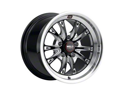 WELD Street Performance Belmont Drag Gloss Black Milled Wheel; Rear Only; 15x10; 22mm Offset (11-23 RWD Charger, Excluding Widebody)