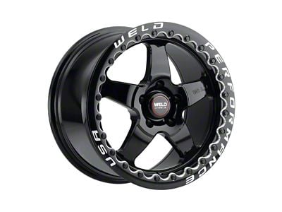 WELD Street Performance Ventura Beadlock Gloss Black Wheel; Rear Only; 17x10; 49mm Offset (15-23 Mustang GT, EcoBoost, V6)