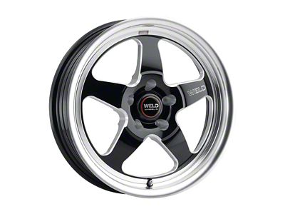 WELD Street Performance Ventura Drag Gloss Black Milled Wheel; Rear Only; 18x10; 45mm Offset (15-23 Mustang)