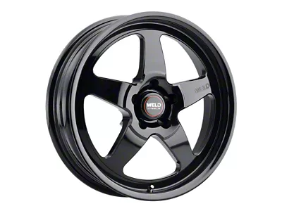 WELD Street Performance Ventura Drag Gloss Black Wheel; Front Only; 18x5; -23mm Offset (79-93 Mustang w/ 5-Lug Conversion)