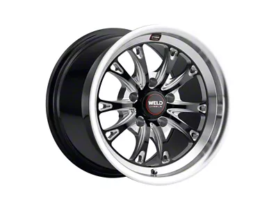 WELD Street Performance Belmont Drag Gloss Black Milled Wheel; Rear Only; 15x10; 25mm Offset (94-98 Mustang)