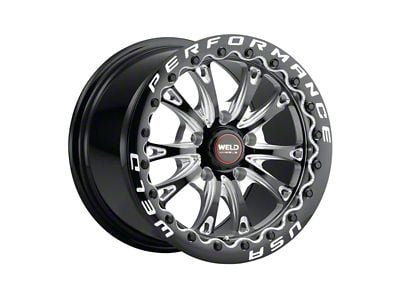 WELD Street Performance Belmont Beadlock Gloss Black Milled Wheel; Rear Only; 15x10; 22mm Offset (08-23 RWD Challenger, Excluding Widebody)