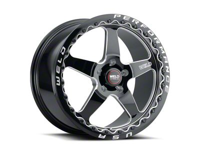 WELD Performance Ventura Beadlock Gloss Black Milled Wheel; Rear Only; 15x10 (06-10 RWD Charger)