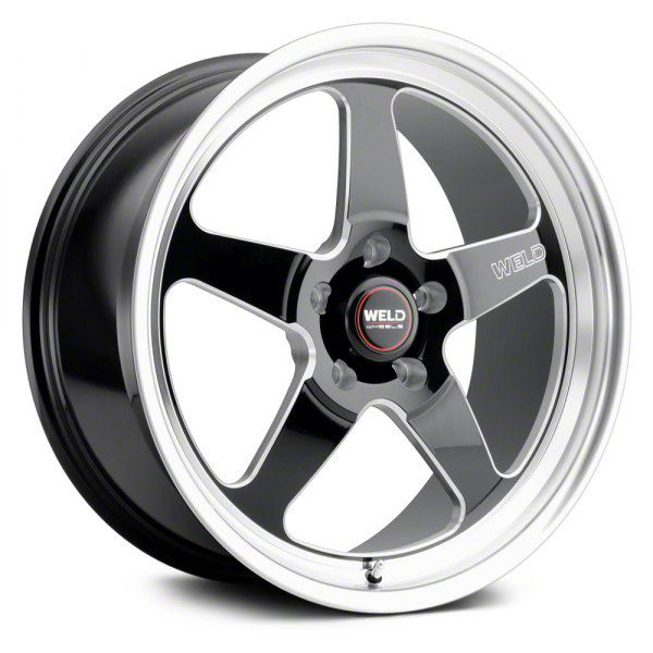 WELD Performance Mustang Ventura Drag Gloss Black Milled Wheel; Front ...