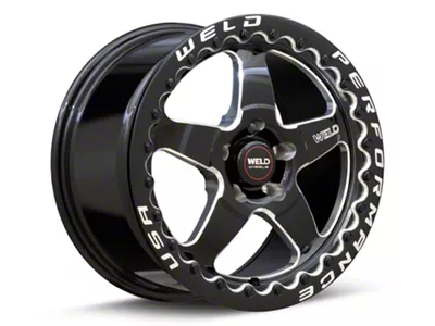 WELD Performance Ventura Beadlock Gloss Black Milled Wheel; Rear Only; 15x10; 50mm Offset (10-14 Mustang)