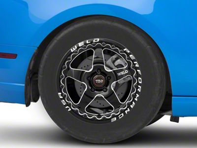 WELD Performance Ventura Beadlock Gloss Black Milled Wheel; Rear Only; 17x10; 49mm Offset (10-14 Mustang)