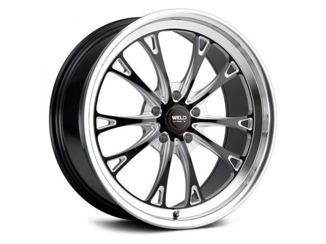 WELD Performance Belmont Drag Gloss Black Milled Wheel; Front Only; 20x5 (11-23 RWD Charger, Excluding Widebody)