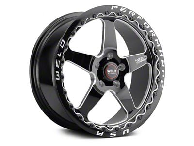 WELD Performance Ventura Beadlock Gloss Black Milled Wheel; Rear Only; 17x10 (11-23 RWD Charger, Excluding Widebody)
