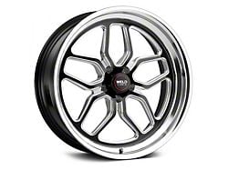 WELD Performance Laguna Drag Gloss Black Milled Wheel; Front Only; 20x5; -23mm Offset (79-93 Mustang w/ 5-Lug Conversion)