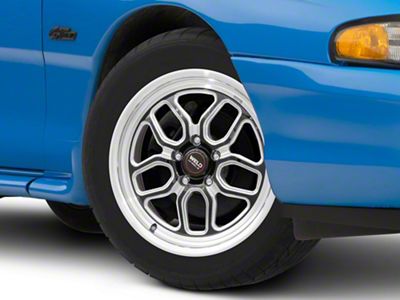 WELD Performance Laguna Drag Gloss Black Milled Wheel; Front Only; 17x5; -21mm Offset (94-98 Mustang)