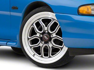 WELD Performance Laguna Drag Gloss Black Milled Wheel; Front Only; 20x5; -23mm Offset (94-98 Mustang)