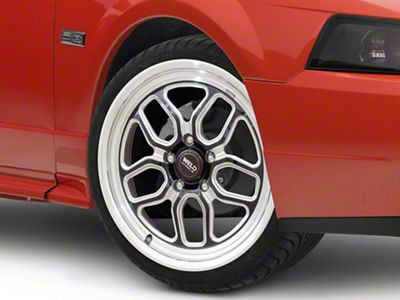 WELD Performance Laguna Drag Gloss Black Milled Wheel; Front Only; 20x5; -23mm Offset (99-04 Mustang)