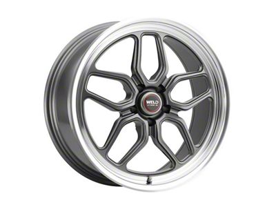 WELD Performance Laguna Matte Gunemtal with Polished Lip Wheel; Rear Only; 20x10.5 (06-10 RWD Charger)