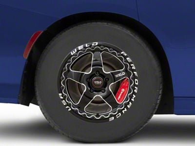 WELD Performance Ventura Beadlock Gloss Black Milled Wheel; Rear Only; 15x10; 22mm Offset (11-23 RWD Charger, Excluding Widebody)