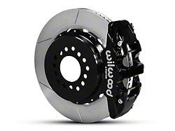 Wilwood AERO4 Rear Big Brake Kit with Slotted Rotors; Black Calipers (05-14 Mustang)