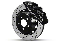 Wilwood AERO6 Front Big Brake Kit with 14-Inch Drilled and Slotted Rotors; Black Calipers (15-23 Mustang)