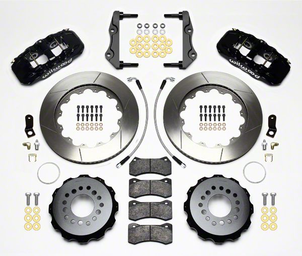 Wilwood Charger AERO4 Rear Big Brake Kit with Slotted Rotors; Black ...