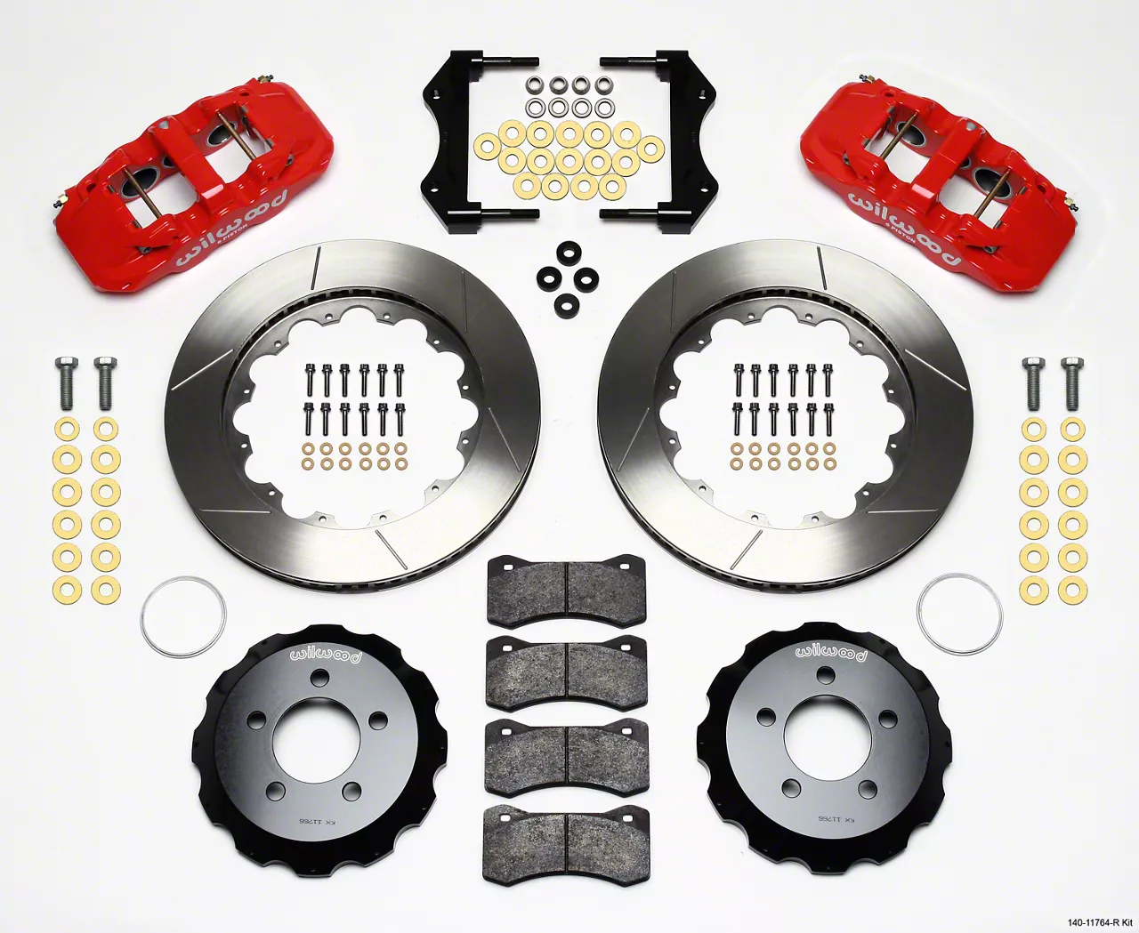 Wilwood Charger AERO6 Front Big Brake Kit with Slotted Rotors; Red ...