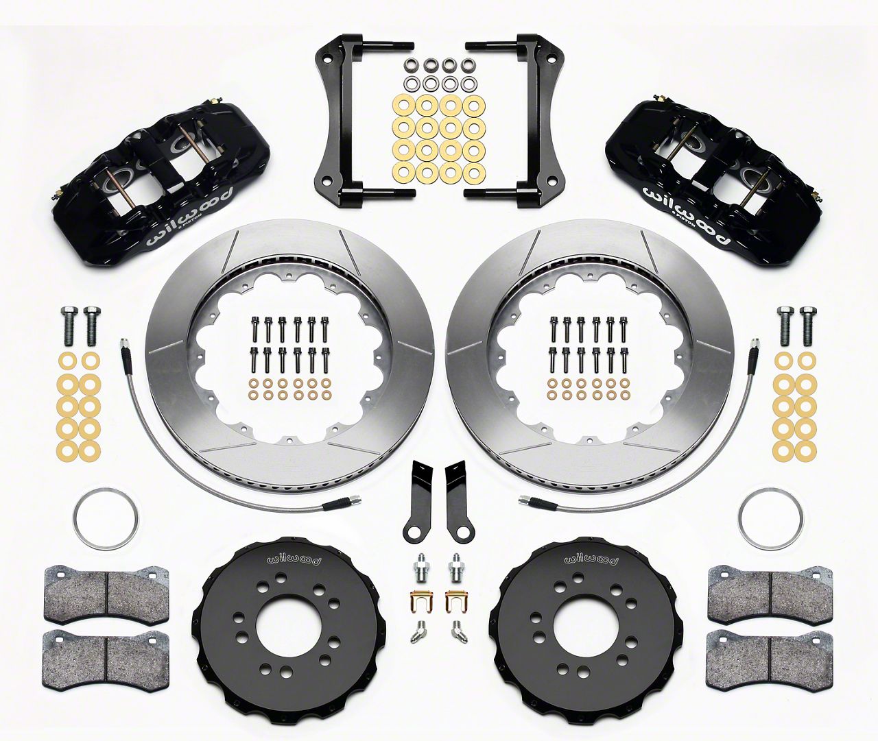 Wilwood Mustang AERO6 Front Big Brake Kit with Slotted Rotors; Black ...