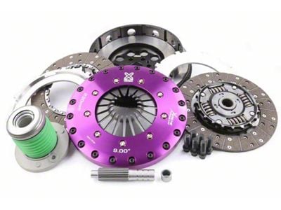 X-Clutch 9-Inch Twin Sprung Organic Disc Clutch Kit with Chromoly Flywheel and Hydraulic Release Bearing; 23-Spline (15-23 Mustang EcoBoost)