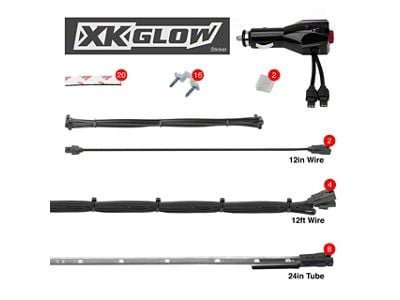 XK Glow 24-Inch Underglow LED Accent Light Kit; Blue (Universal; Some Adaptation May Be Required)