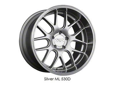 XXR 530D Silver with Machined Lip Wheel; 18x9; 35mm Offset (15-23 Mustang GT w/o Performance Pack, EcoBoost, V6)