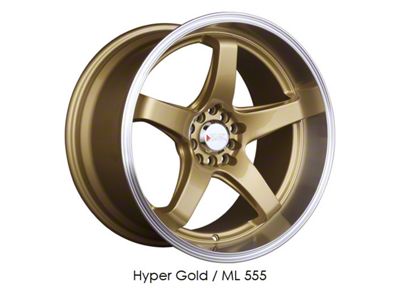 XXR 555 Hyper Gold with Machined Lip Wheel; 18x8.5; 35mm Offset (15-23 Mustang EcoBoost w/o Performance Pack, V6)